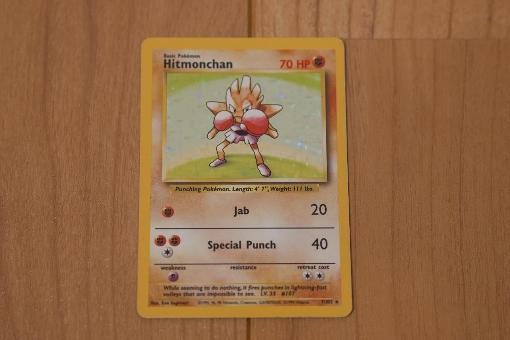 Hitmonchan Holo – Base Set Unlimited 1999 - PSA 5 schatting, Ophalen of Verzenden, Gebruikt, Losse kaart