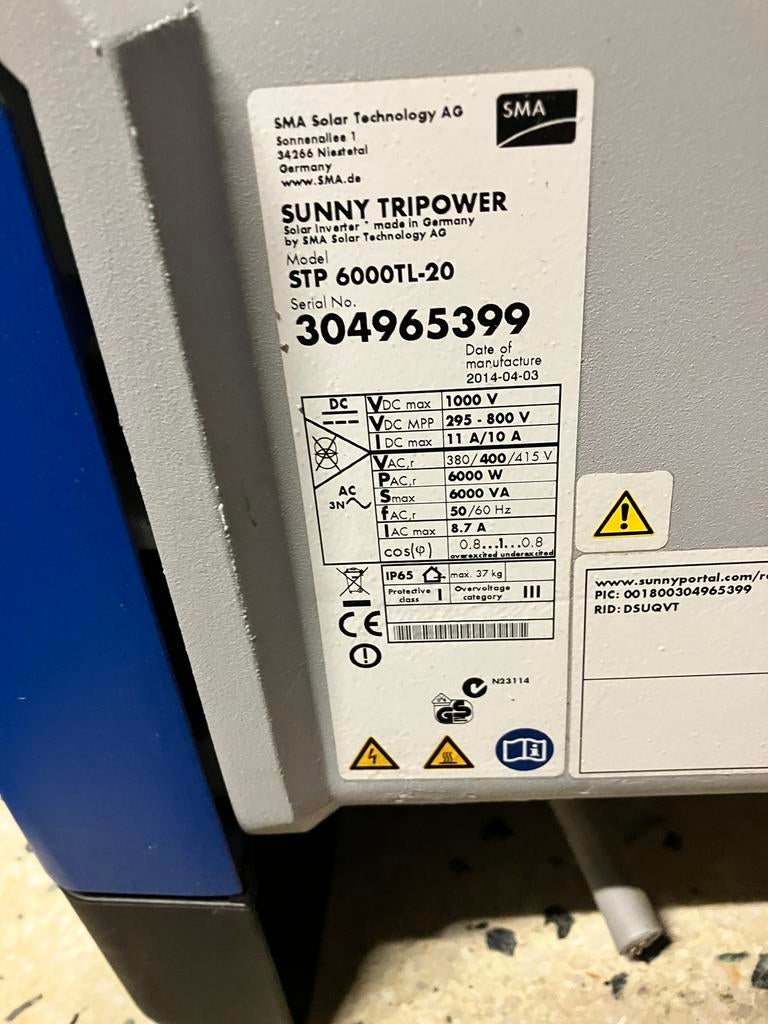 Omvormer. SMA tripower, Doe-het-zelf en Bouw, Zonnepanelen en Toebehoren, Ophalen, Gebruikt