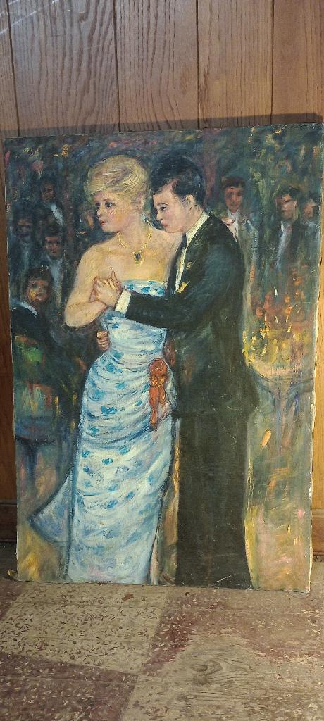 Peinture double face, sur bois,Ludy Hellin,1957,60x90,n464, Antiquités & Art, Enlèvement