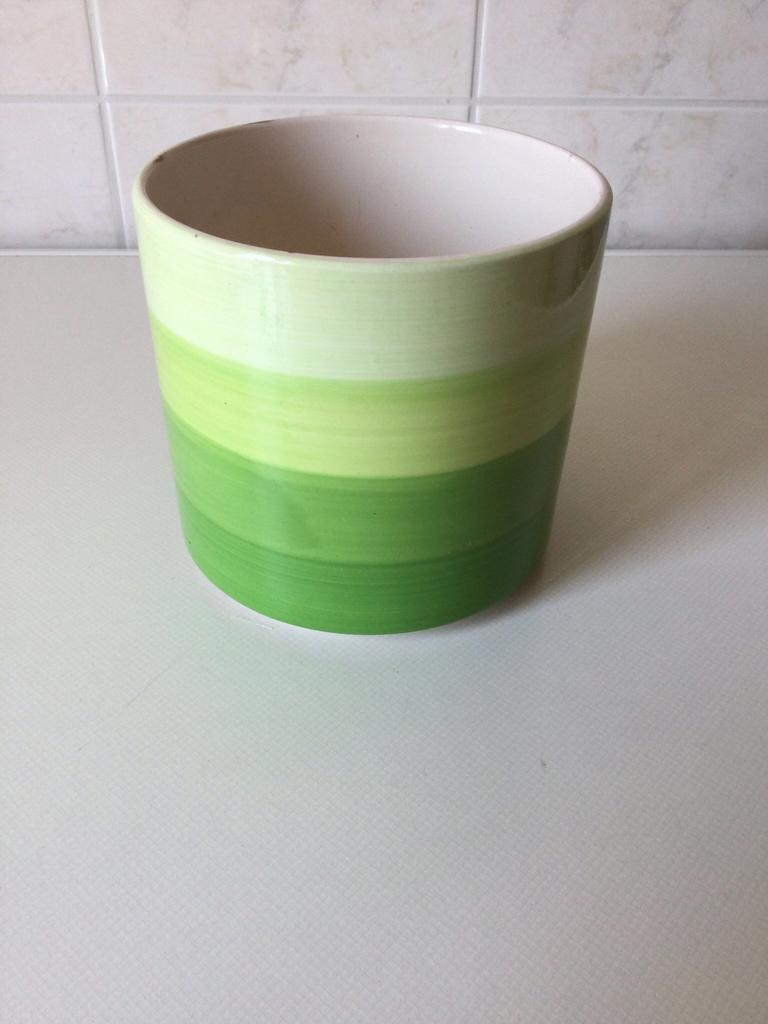Groen/gele bloempot - cachepot, Enlèvement ou Envoi, Comme neuf