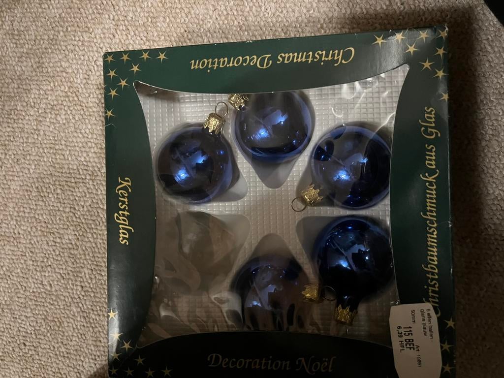 Lot blauwe kerstballen 5 grote , 5 kleinere, Diversen, Kerst, Zo goed als nieuw, Ophalen of Verzenden