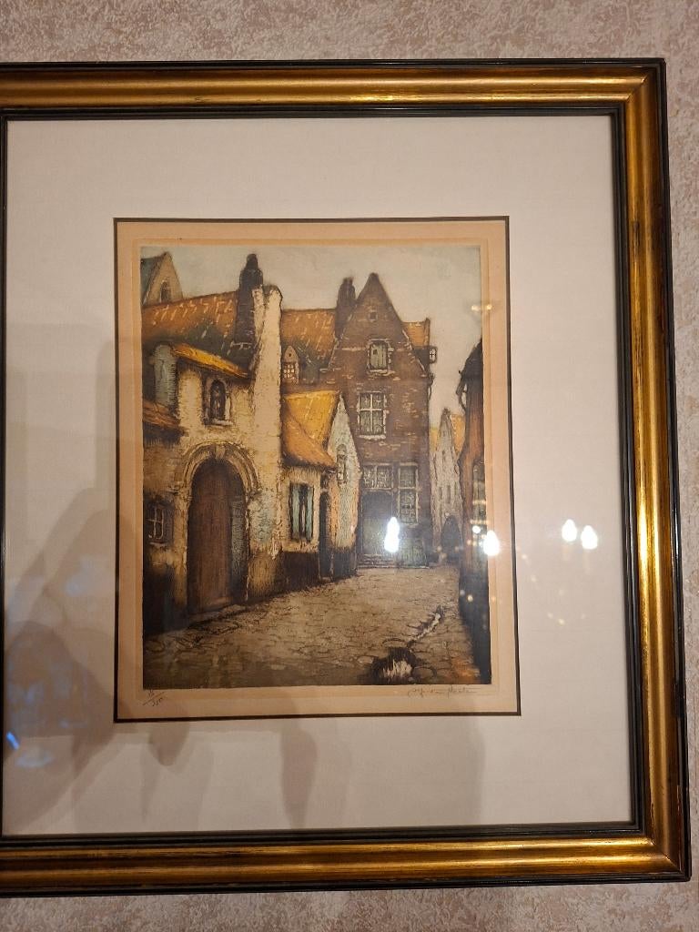 Gesigneerde Kleurenets Brugge - Alfred Van Neste, Ophalen