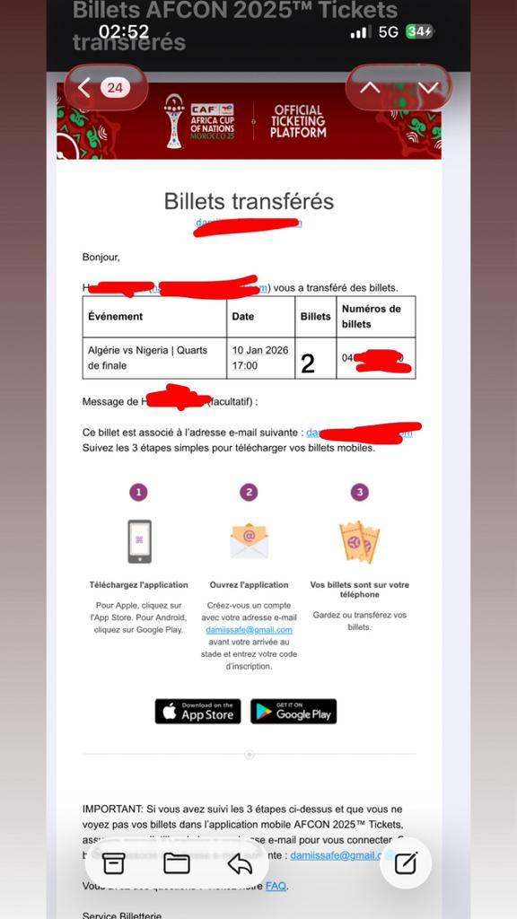 2 places a vendre en categorie 2 Algérie vs Nigéria, Tickets & Billets