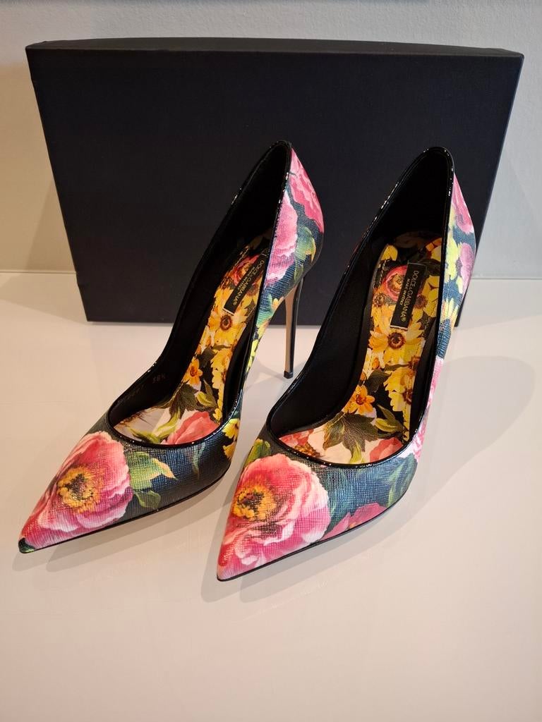 Nieuwe Dolce & Gabbana Multicolor Floral Leather Stilletto, Kleding | Dames, Schoenen, Overige kleuren, Nieuw, Ophalen of Verzenden