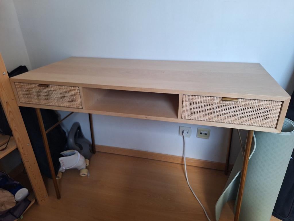 Solstice - Bureau 2 tiroirs en rotin, Huis en Inrichting, Ophalen, Zo goed als nieuw