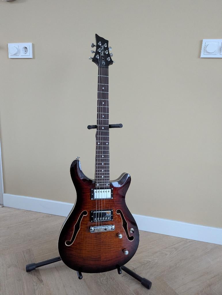 Harley Benton CST-24HB Tortoise Flame (PRS model), Muziek en Instrumenten, Ophalen, Zo goed als nieuw, Semi-solid body
