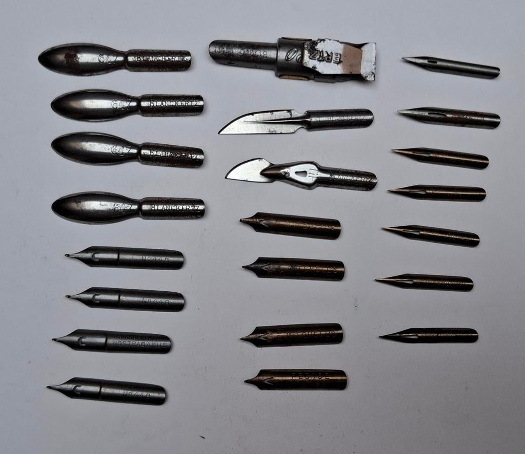 22 oude metalen dip-pennen, Hobby en Vrije tijd, Ophalen of Verzenden