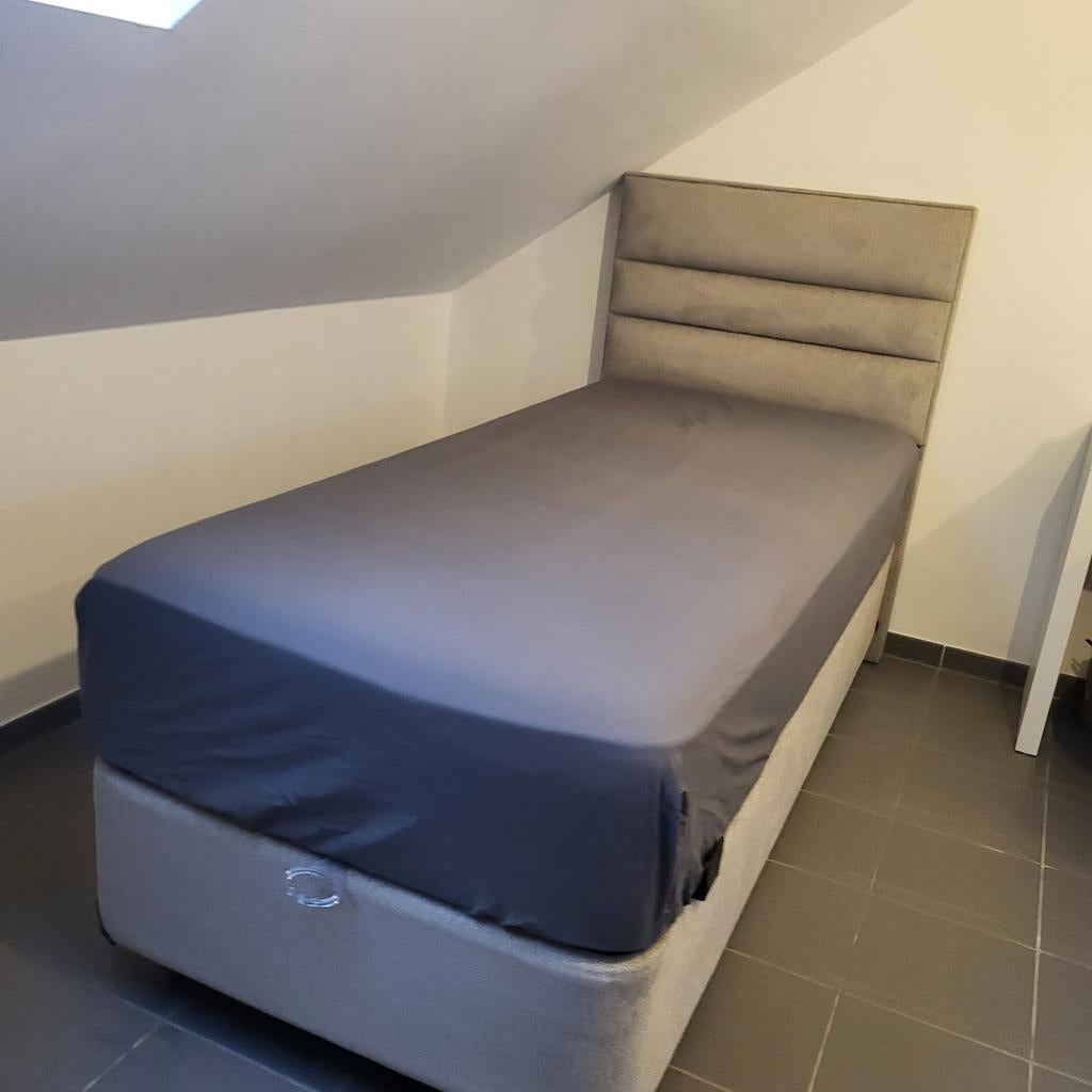 Lit coffre avec matelas inclus - Très bon état, Maison & Meubles, 90 cm, Beige, Enlèvement, 200 cm