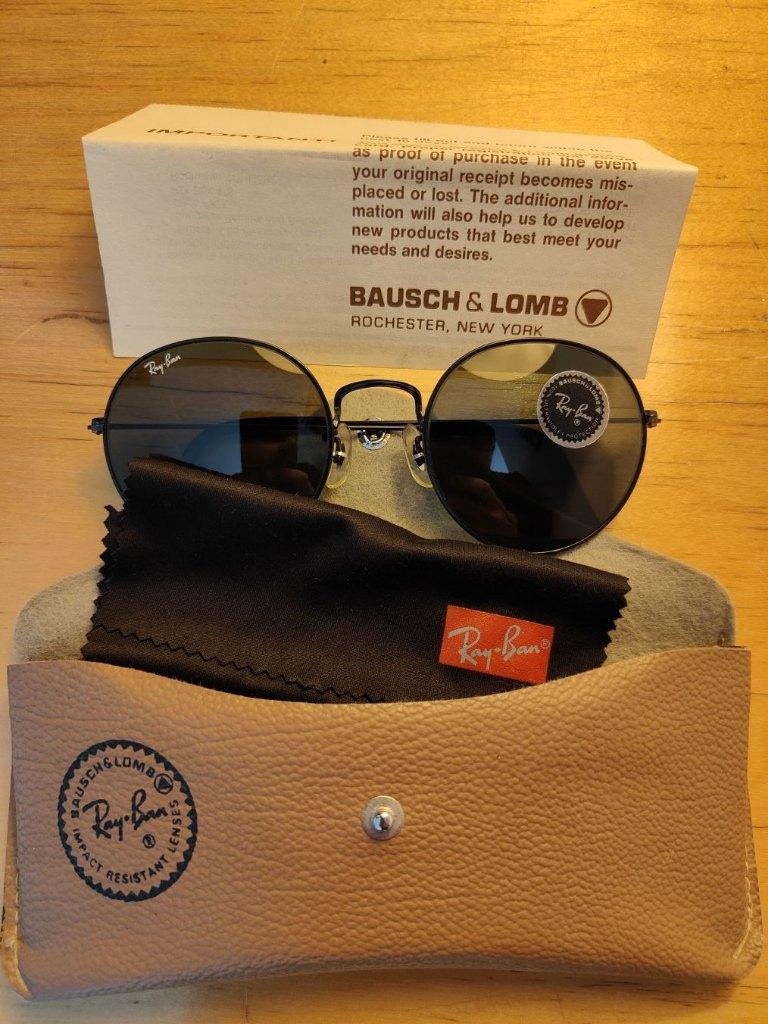 Ray-Ban Bausch&Lomb Vintage Zwart Rond model, Zwart, Ophalen of Verzenden, Zo goed als nieuw, Ray-Ban
