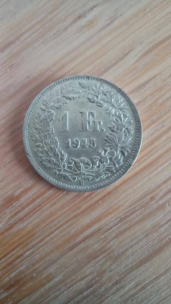 Zwitserland, 1 Frank 1945., Postzegels en Munten, Ophalen of Verzenden, Overige landen, Losse munt