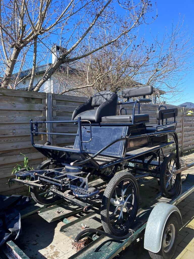 Menwagen pony geremd, Animaux & Accessoires, Voitures & Carrosses, Comme neuf, Calèche marathon, Poney