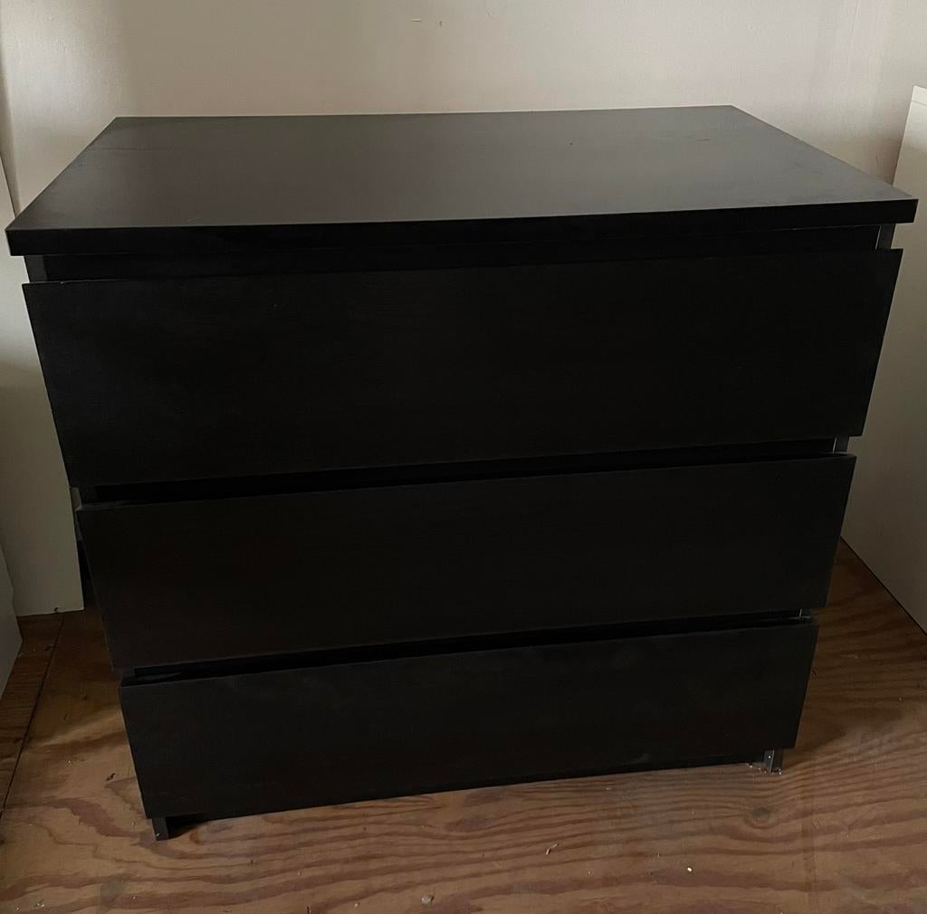 Zwart IKEA MALM ladekast – gebruikt, Enlèvement, Utilisé