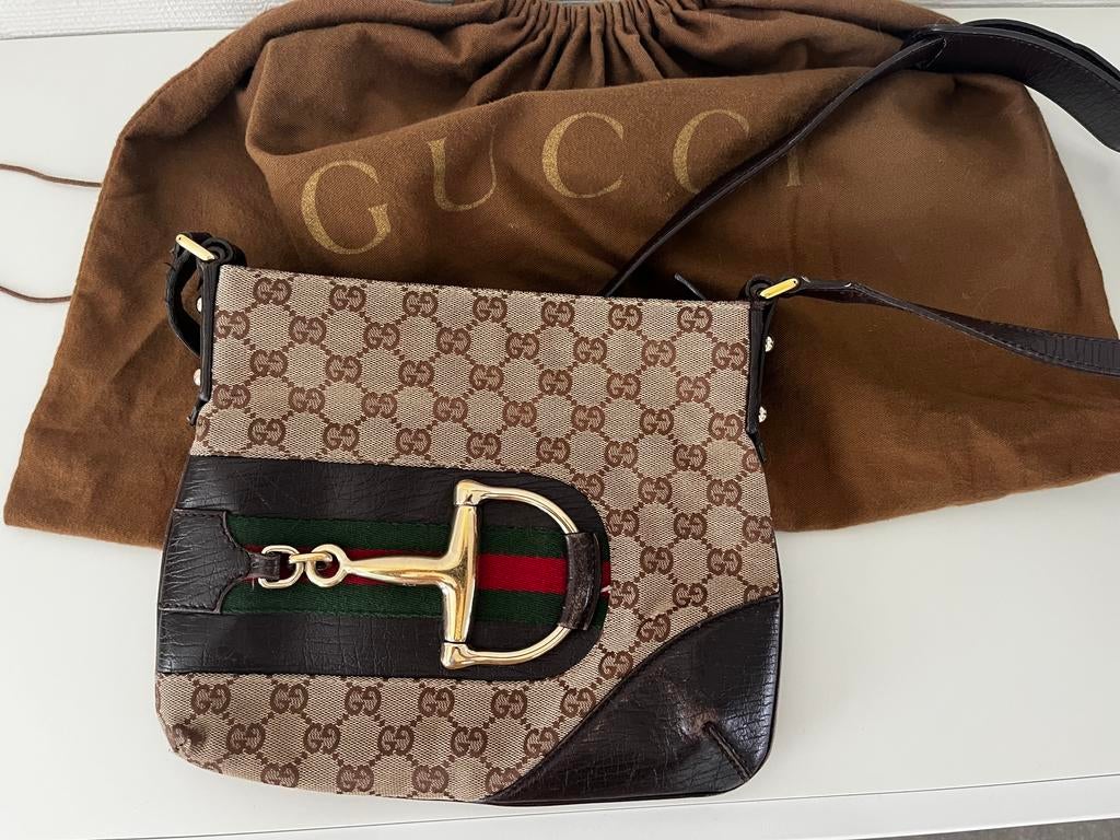 Gucci horsebit logo, Overige merken, Gebruikt, Beige, Ophalen of Verzenden
