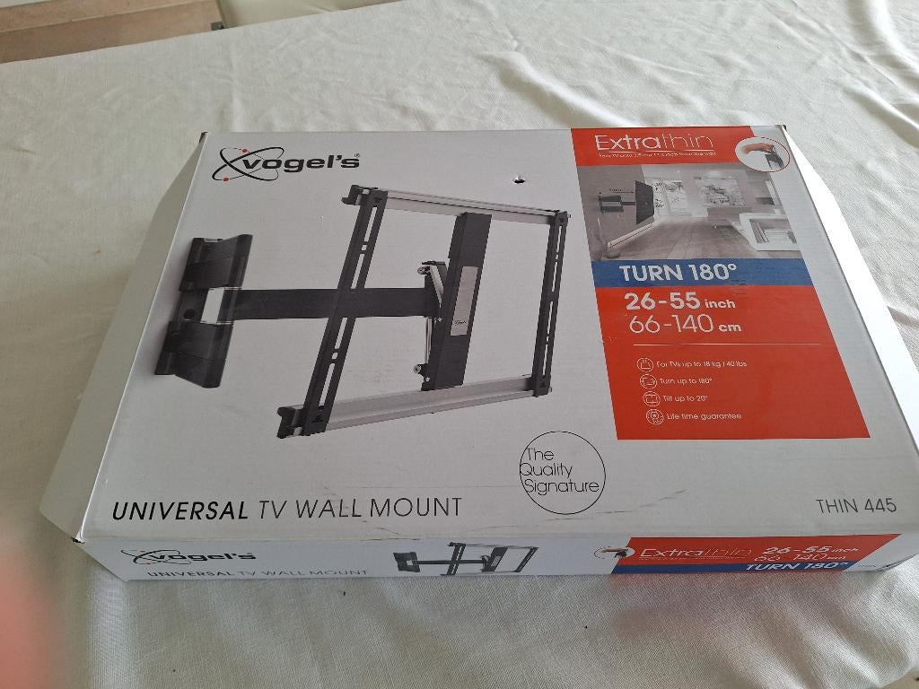 muurbeugel voor TV extra plat, draaibaar en kantelbaar, Audio, Tv en Foto, Televisiebeugels, Ophalen, Nieuw