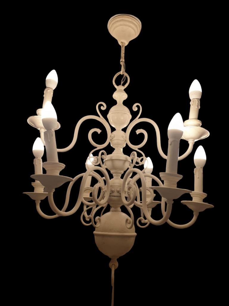 Ancien lustre en laiton patiné., Maison & Meubles, Enlèvement