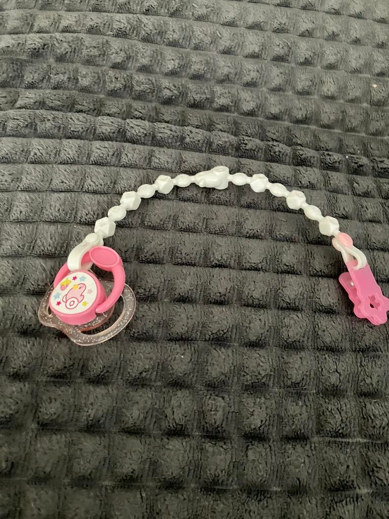 Fopspeen met ketting baby born zapf creation voor pop 43 cm, Ophalen of Verzenden, Zo goed als nieuw