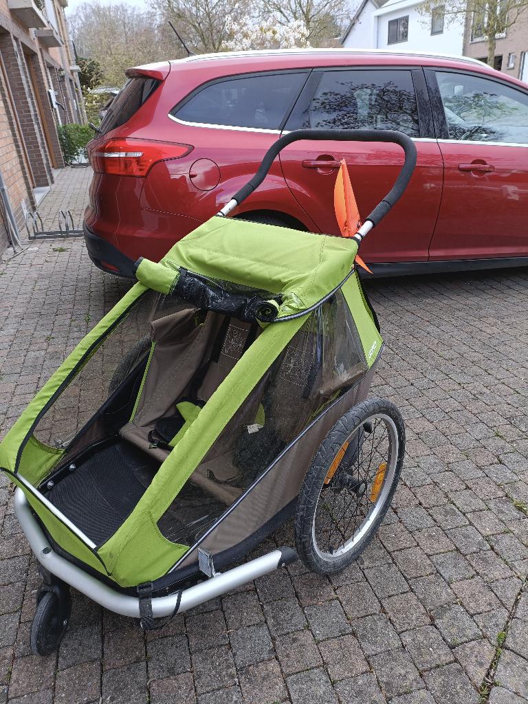 Fietskar Croozer 2 zitplaatsen, Fietsen en Brommers, Fietsaccessoires | Aanhangwagens en Karren, Ophalen, Gebruikt, Opvouwbaar