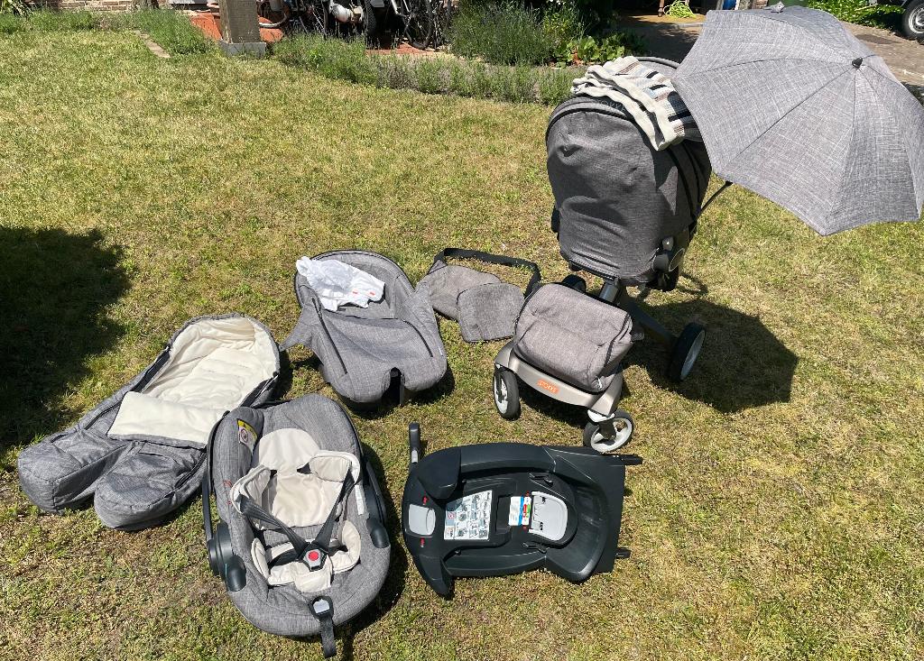 Kinderwagen Stokke zeer uitgebreide set!, Kinderen en Baby's, Gebruikt, Verstelbare duwstang, Ophalen, Kinderwagen