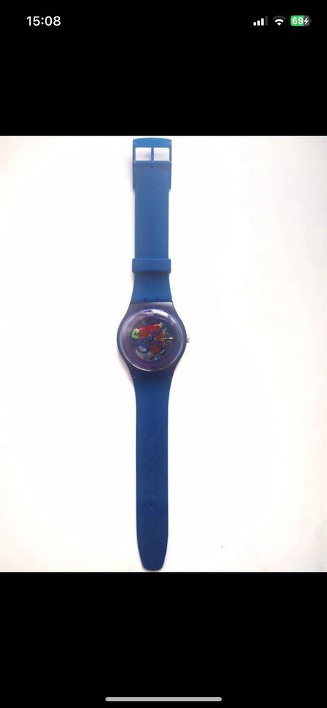 Swatch unisex polshorloge analoog plastic SUON101, Handtassen en Accessoires, Horloges | Dames, Zo goed als nieuw, Swatch