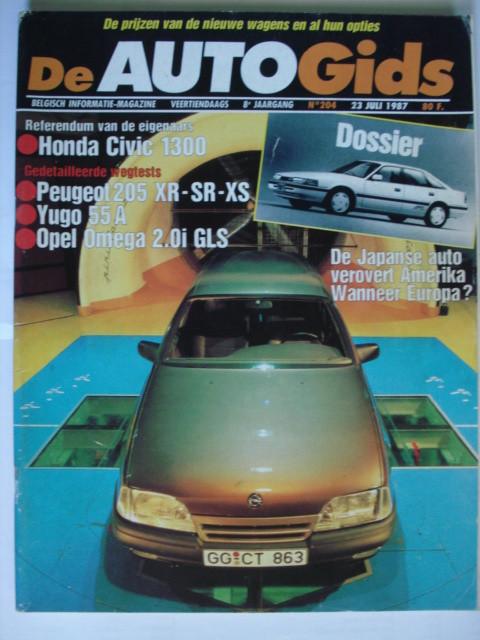 AutoGids 204 Peugeot 205 Yugo Opel Omega Honda Civic AG AH, Livres, Autos | Brochures & Magazines, Utilisé, Général, Envoi