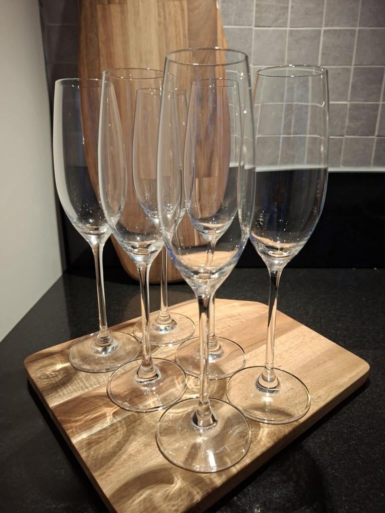 6 champagne glazen Leonardo, Collections, Verres & Petits Verres, Enlèvement, Neuf, Autres types