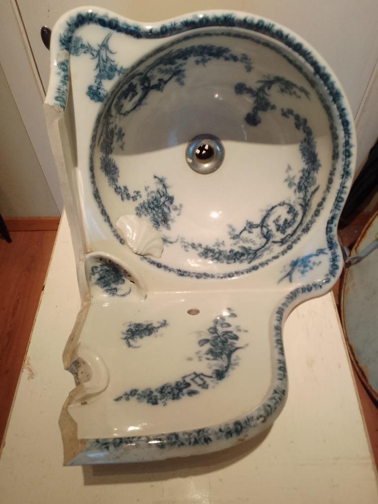 Evier fleurie en porcelaine., Enlèvement, Utilisé