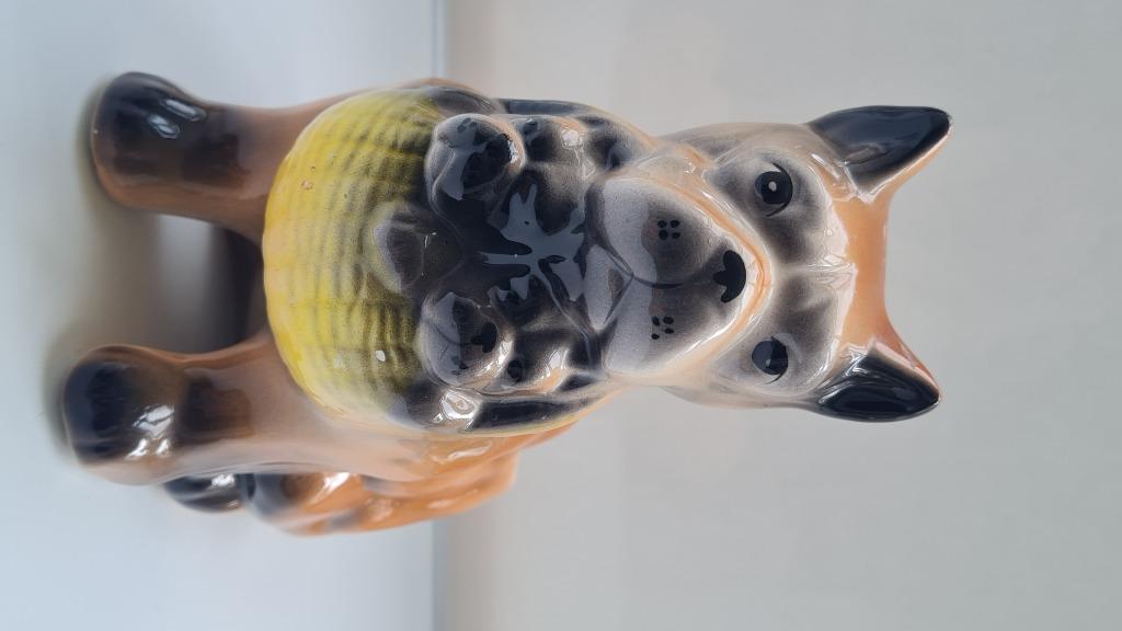 Retro vintage bloempotje boxer met mandje pups, Ophalen, Huis en Inrichting