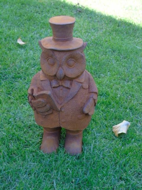 hibou en costume avec un livre en fonte h 32 cm, Enlèvement ou Envoi, Neuf, Métal, Animal