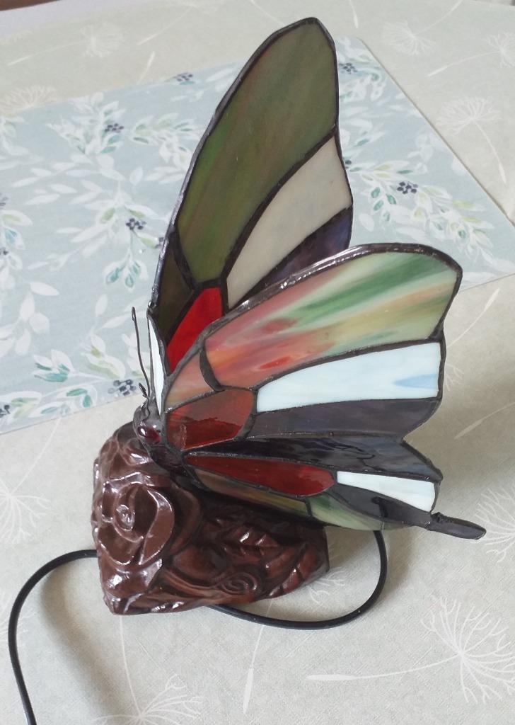 lampje in loodglas, vlinder, Ophalen of Verzenden