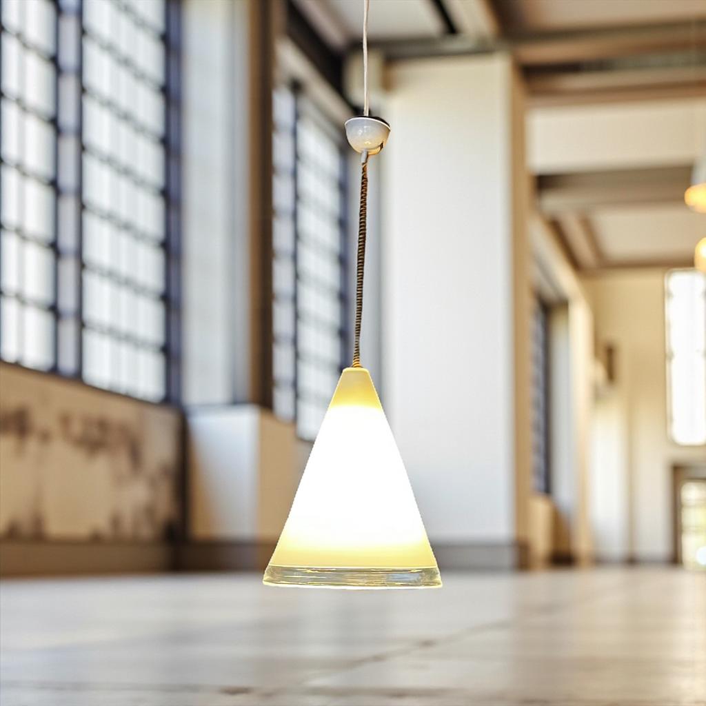 Vintage XL glazen hanglamp /cone/ Renato Tosi voor Leucos, Antiek en Kunst, Antiek | Verlichting, Ophalen of Verzenden