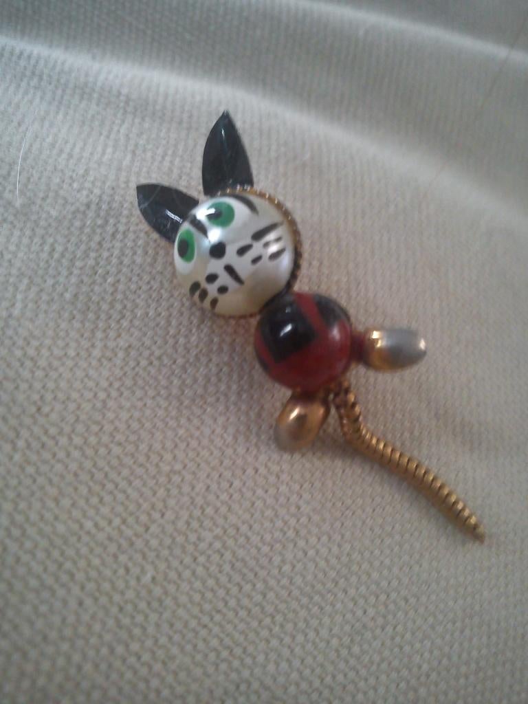 Vintage '50s kat broche, Handtassen en Accessoires, Broches, 4 tot 7 cm, Koper, Nieuw, Ophalen of Verzenden