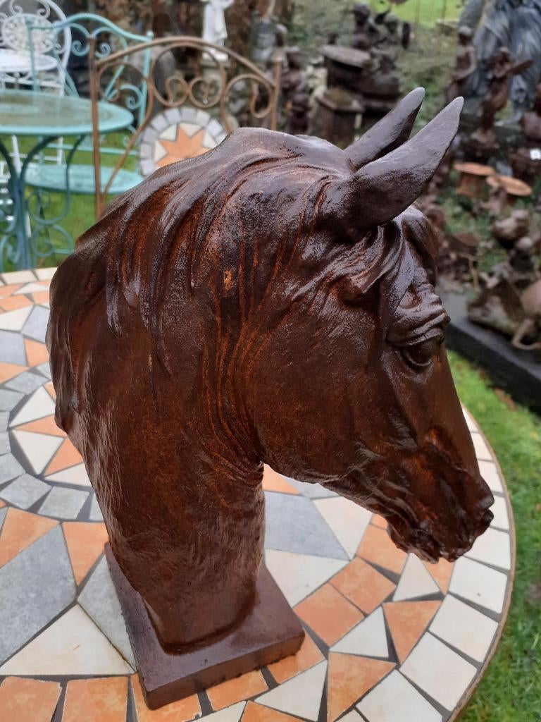 TETE DE CHEVAL EN FONTE PATINEE, Enlèvement ou Envoi, Neuf, Autres matériaux, Animal