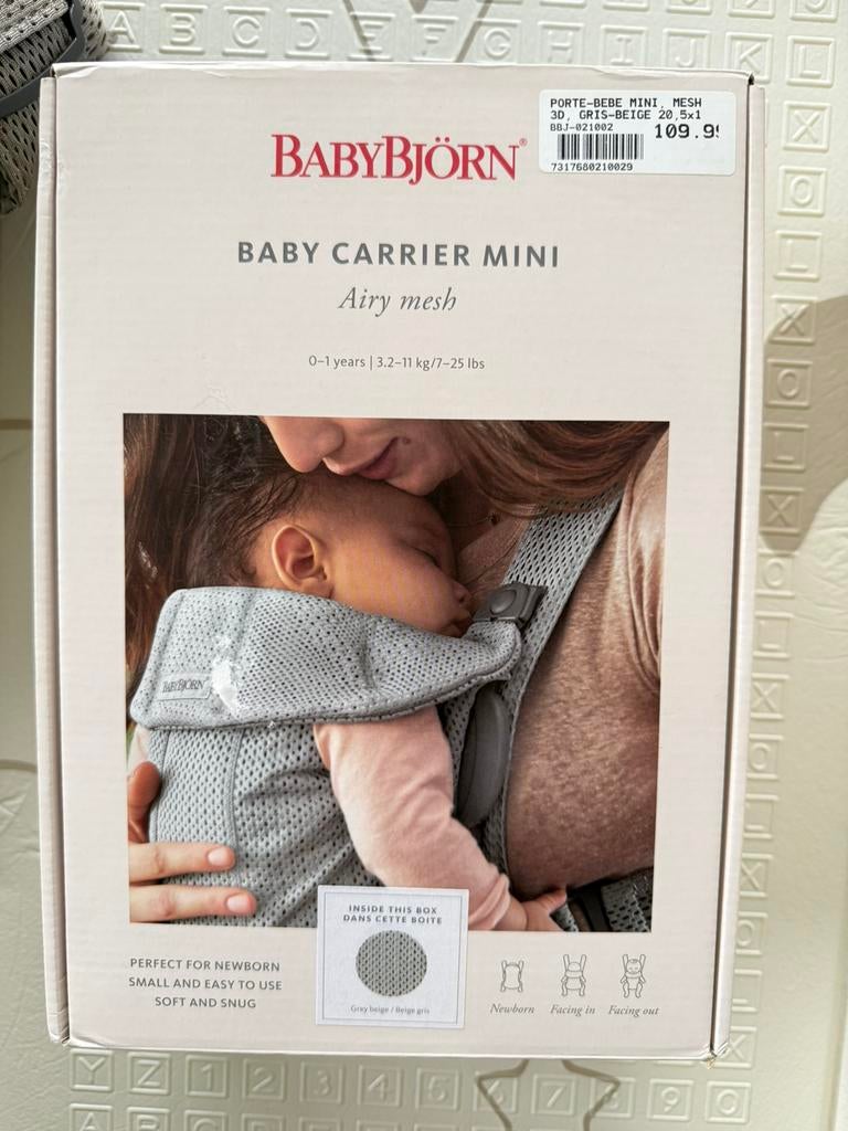 BabyBjörn Baby Carrier Mini Air Mesh, Kinderen en Baby's, Babydragers en Draagdoeken, Zo goed als nieuw, Buik, Baby Björn, Ophalen of Verzenden