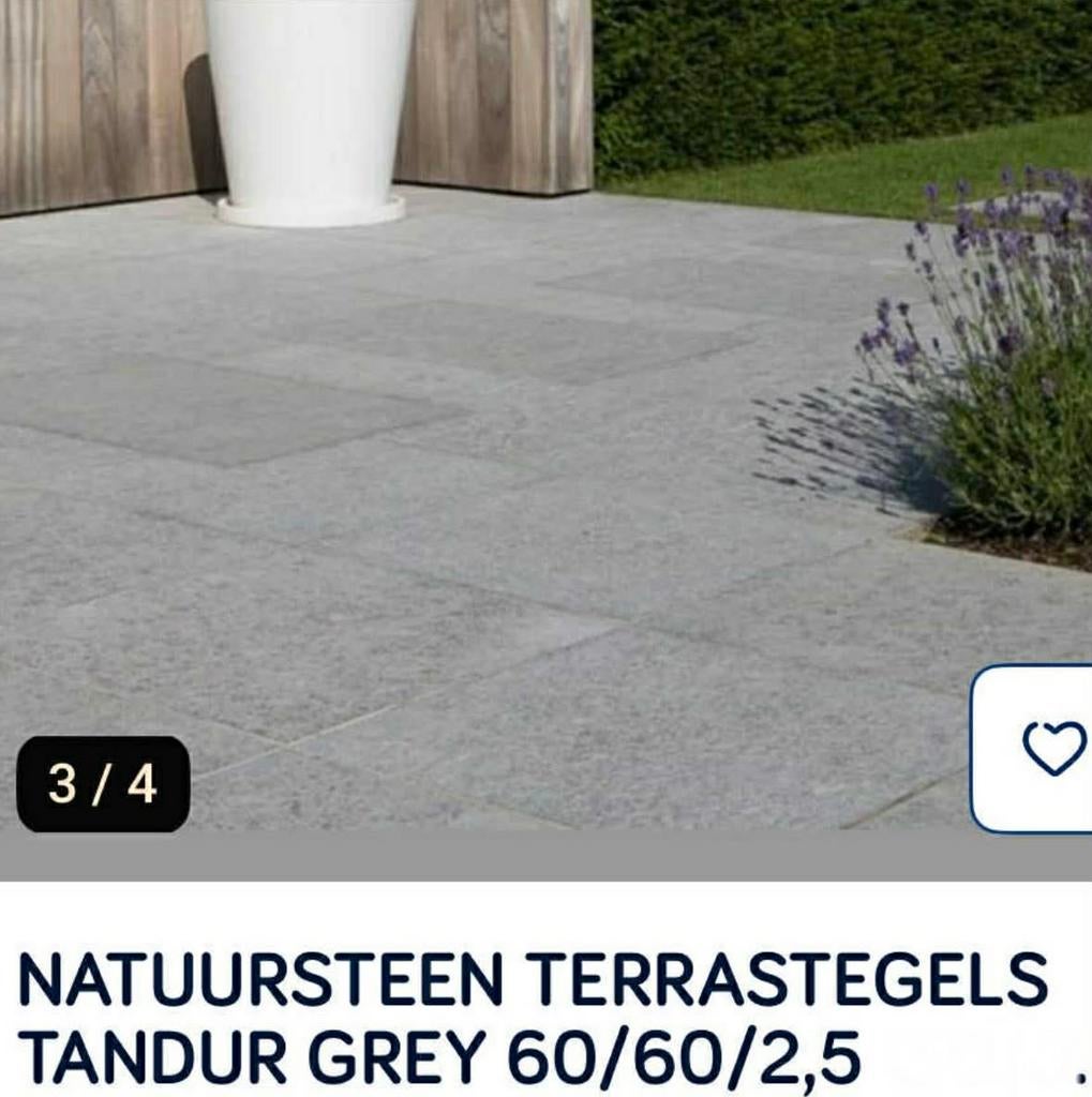 Natuursteen terrastegels 60x60/2,5 cm, Tuin en Terras, Ophalen, Zo goed als nieuw