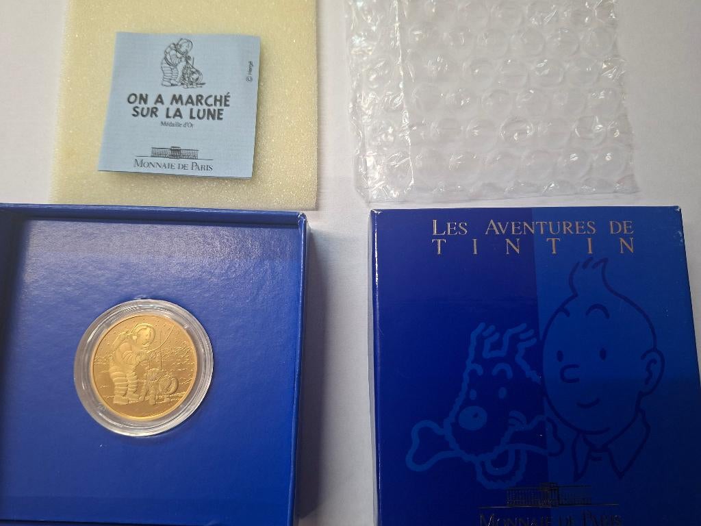 Pièce en or Tintin 17 gr 750/1000, Enlèvement, Or, Série, Or