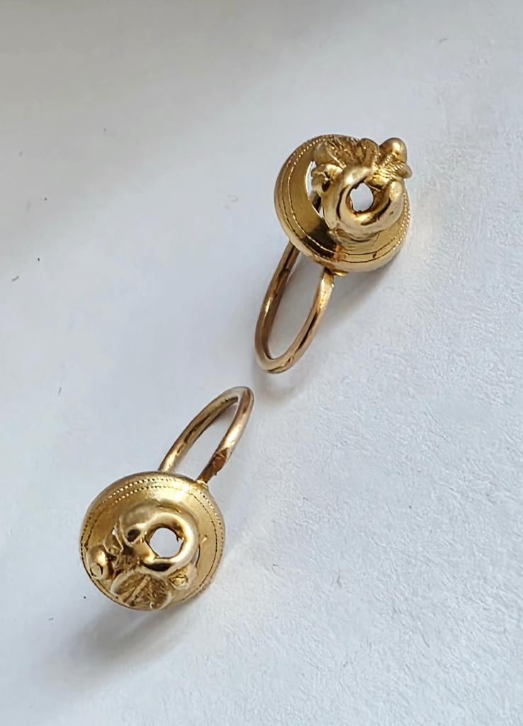Antieke gouden oorhangers ca 1900, Ophalen of Verzenden, Goud, Oorbellen