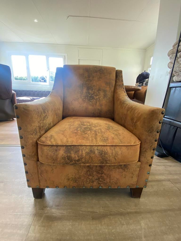 Zetel, Huis en Inrichting, Fauteuils, Ophalen, Gebruikt, Leer, 50 tot 75 cm