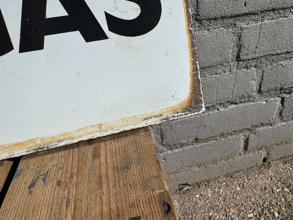 Panneau d'affichage double face en émail SHELL, Collections, Marques & Objets publicitaires, Enlèvement ou Envoi, Utilisé, Panneau publicitaire