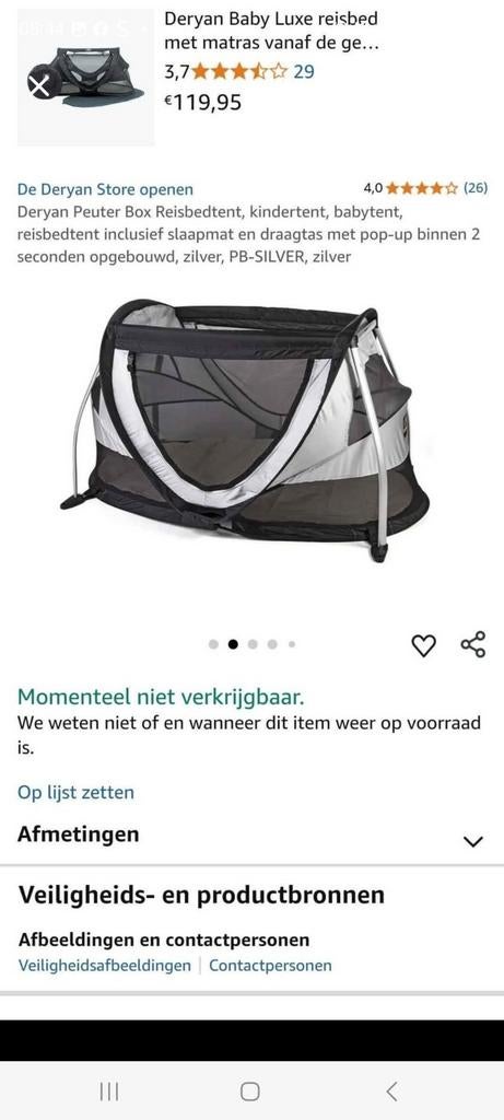 Deryan peuterbox/tent, Ophalen