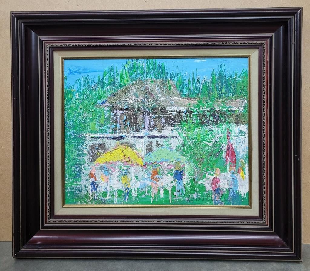 Willy BOSTEELS, een zomers terras, Antiquités & Art, Art | Peinture | Classique, Enlèvement ou Envoi