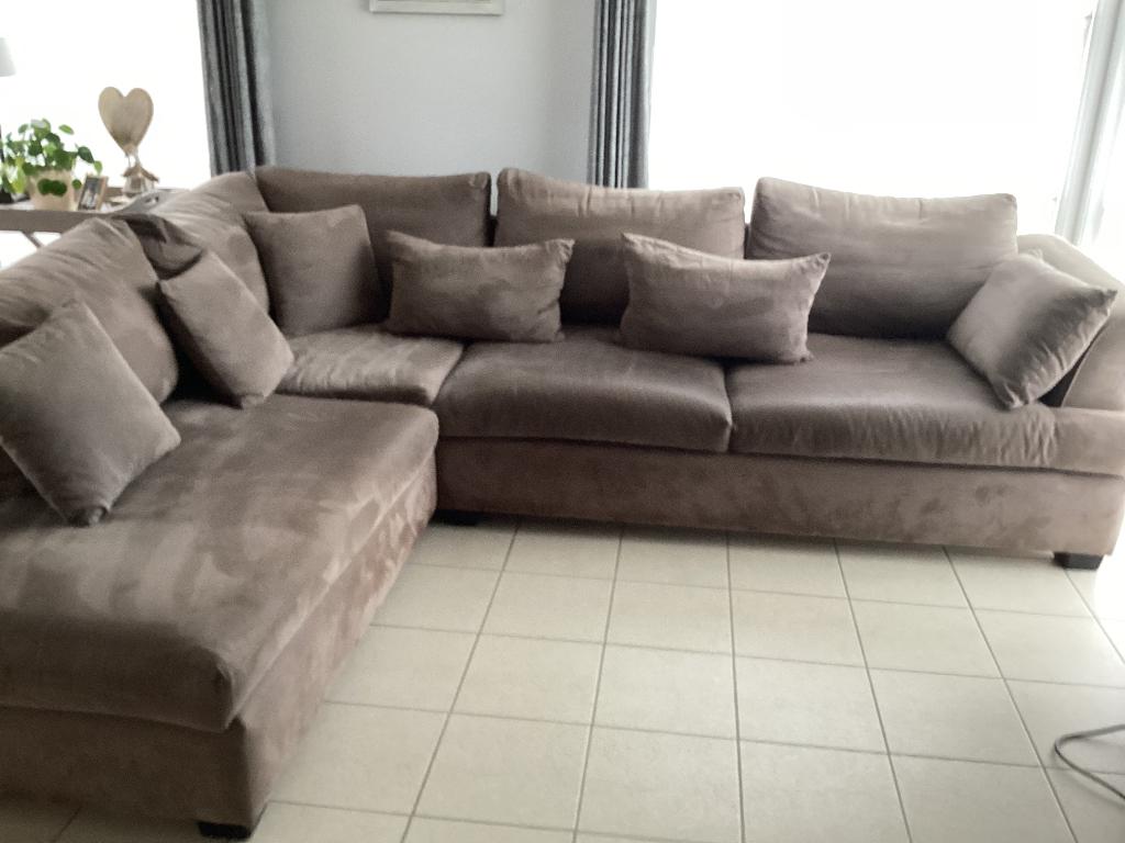 Canapé de couleur taupe, 75 à 100 cm, 250 à 300 cm, Banc d'angle, Quatre personnes ou plus