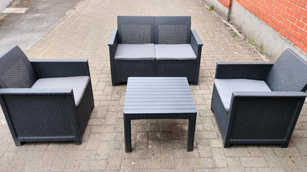 Allibert 4-delige loungeset, Ophalen, 4 zitplaatsen, Loungeset, Wicker