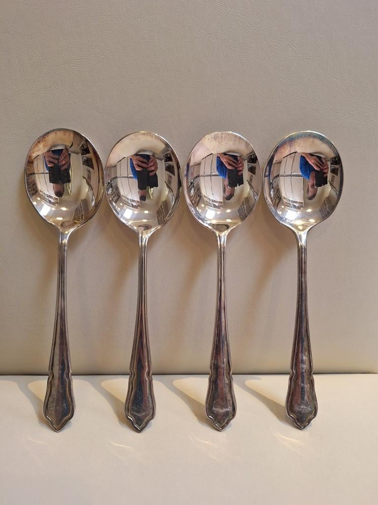4 cuillères à soupe argentées, Antiquités & Art, Antiquités | Argent & Or, Enlèvement ou Envoi