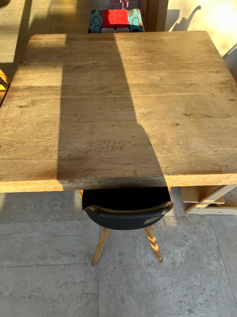 Vierkante eettafel, Huis en Inrichting, Tafels | Eettafels, Ophalen, Gebruikt, Vijf personen of meer, Teak