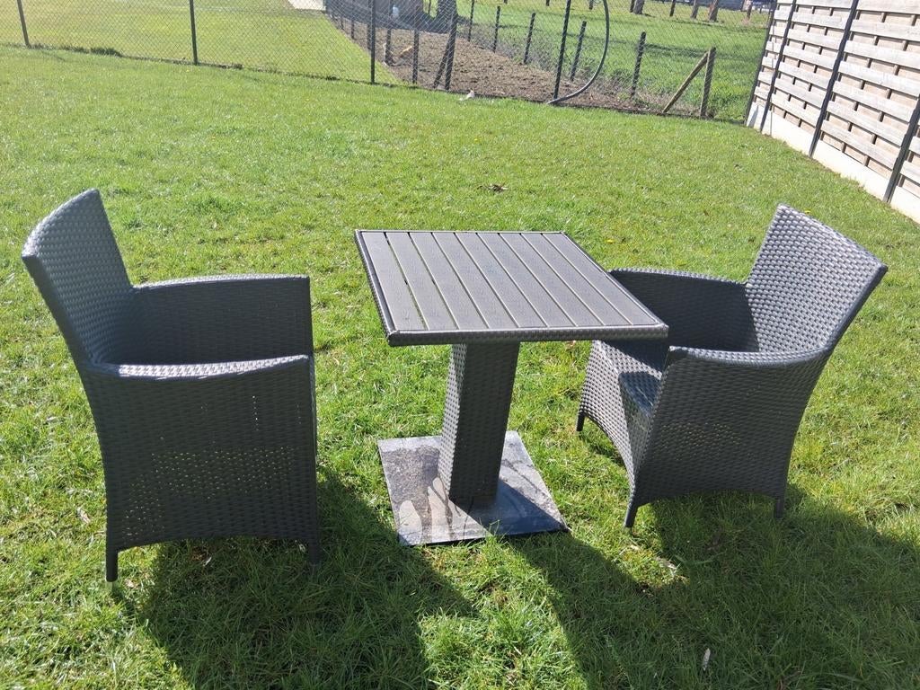 Tuin of terrasset in donkergrijs, Tuin en Terras, Kunststof, Zo goed als nieuw, Tuinset, Ophalen