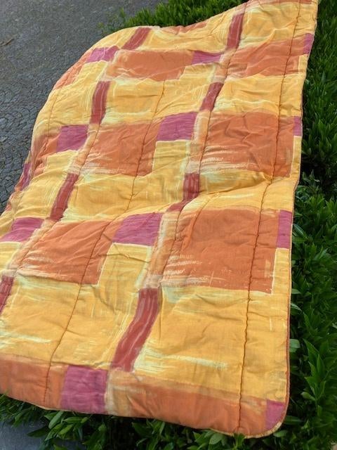 GEWATTEERDE SPREI BEDOVERTREK IN KATOEN 200 X 200 CM, Huis en Inrichting, Slaapkamer | Beddengoed, Gebruikt, Tweepersoons, Oranje
