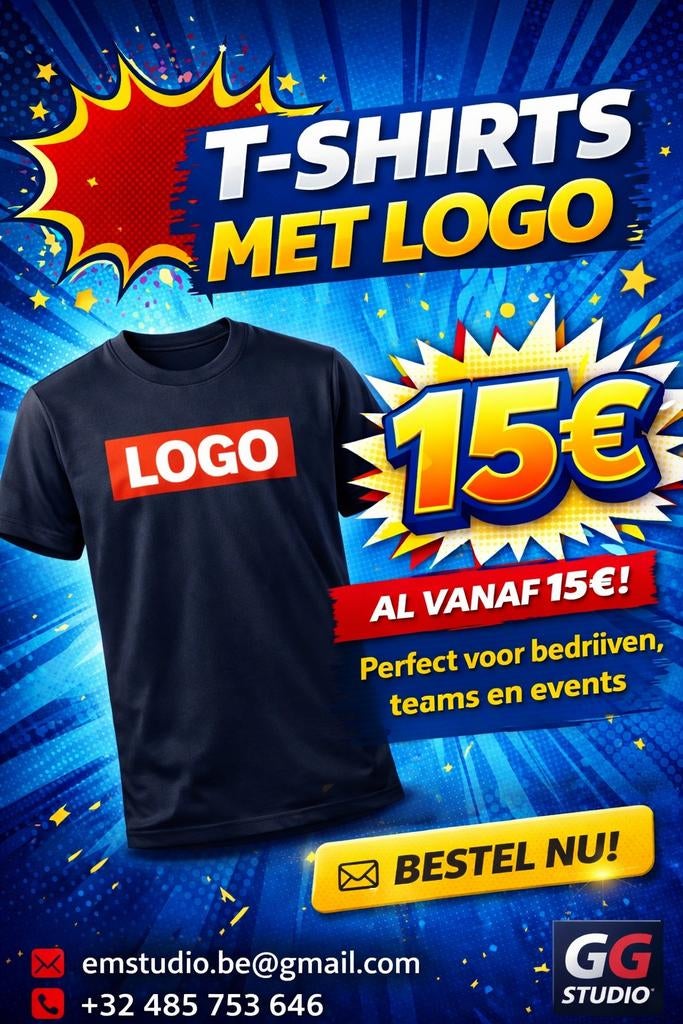T-shirts met jouw logo al vanaf 15€!, Kleding | Heren, Ophalen of Verzenden