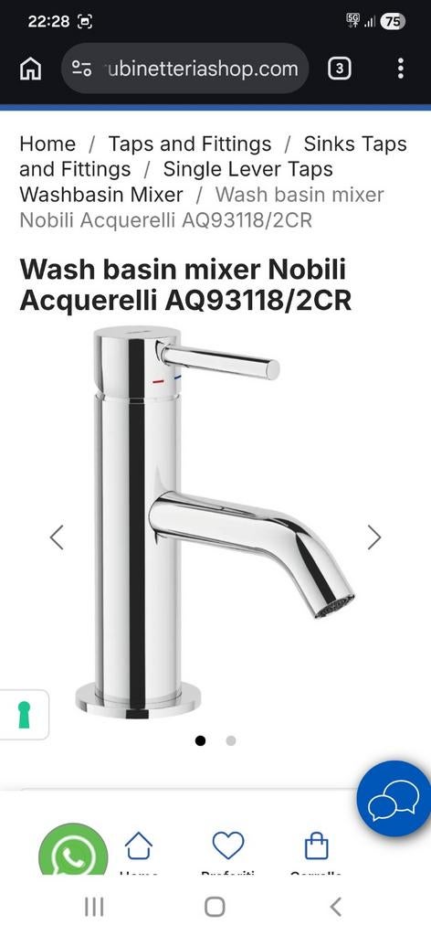 Nobili acquelli wastafel mengkraan, Bricolage & Construction, Sanitaire, Enlèvement, Neuf, Chrome, Lavabo