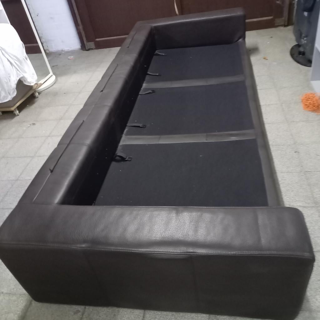 leer dark expresso lange diepe ruime zitbank, Ophalen, Zo goed als nieuw, Leer