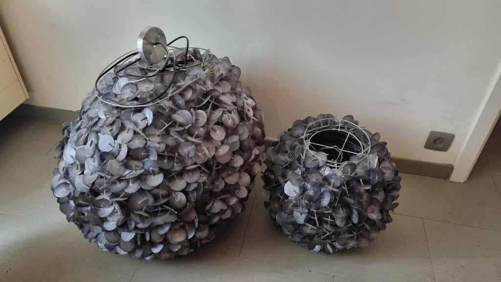 Lamp bol met schelpen decoratief, Ophalen, Gebruikt, Overige materialen